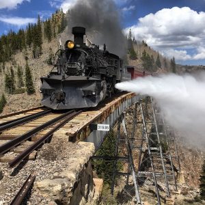 scenic train ride on The Cumbres & Toltec Scenic Railroad in Colorado.