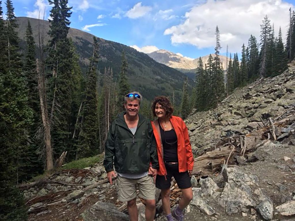 Arlene Nelson and her husband, Bill, hiking a mountain