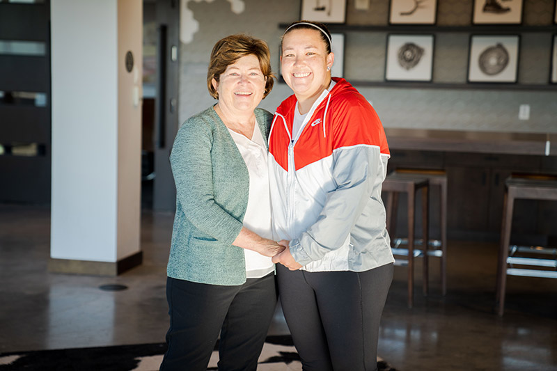 Amy Watanabe with her mother, Pam,