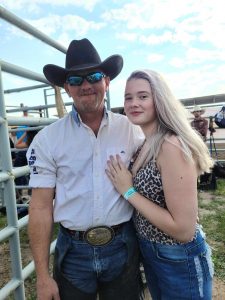 Bull rider Bret Vaughn and his daughter, Jaylen Collins, who as there when he had a heart attack..