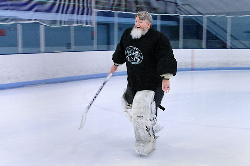 Dennis Borland warms up before practicing with other hockey players at his local rink. Photo by Joel Blocker, for UCHealth. Photo by Joel Blocker, for UCHealth.