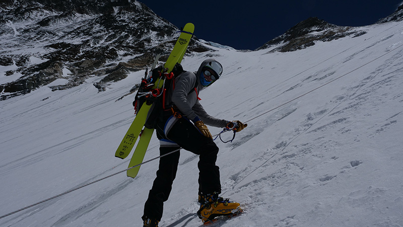 Matt Moniz climbing the face of Lhotse in the Himalayas. Photo courtesy of Matt Moniz.