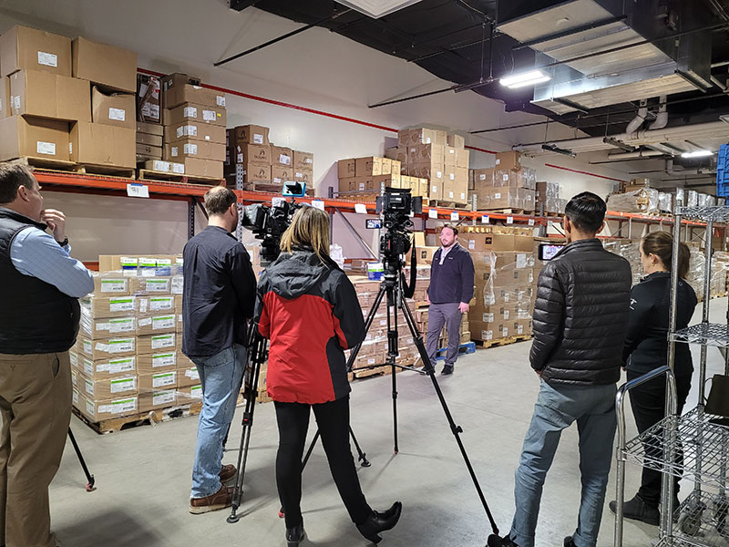 UCHealth's manager of supply chain speaks to the media about the donation of medical supplies to war-torn Ukraine