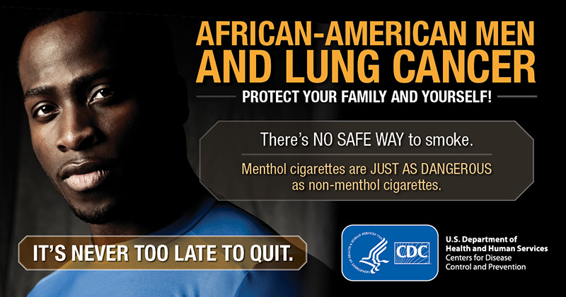 CDC information about cigarettes and the danger to Black men. A menthol cigarette ban could reduce lung cancer in at-risk populations.