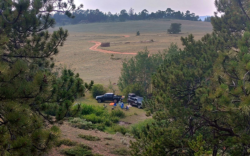 A dispersed car camping location on public lands within a recreational area.