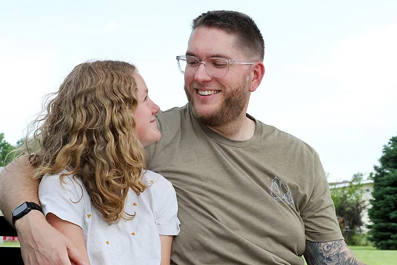 Dave McLarty shares a moment with his 11-year-old daughter, Madilynn. If it wasn't for the use of CPR and an AED, Dave might not be alive. Photo by Joel Blocker, for UCHealth.