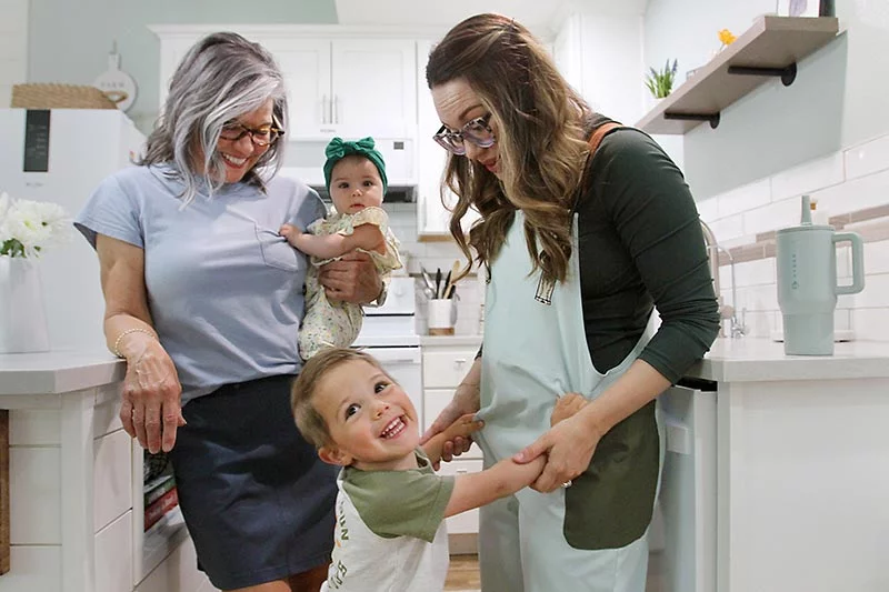 Lily Wyn, right, with her mom, Lee Belanger, son, Brecken and daughter, Matilda. Photo by Joel Blocker, for UCHealth.