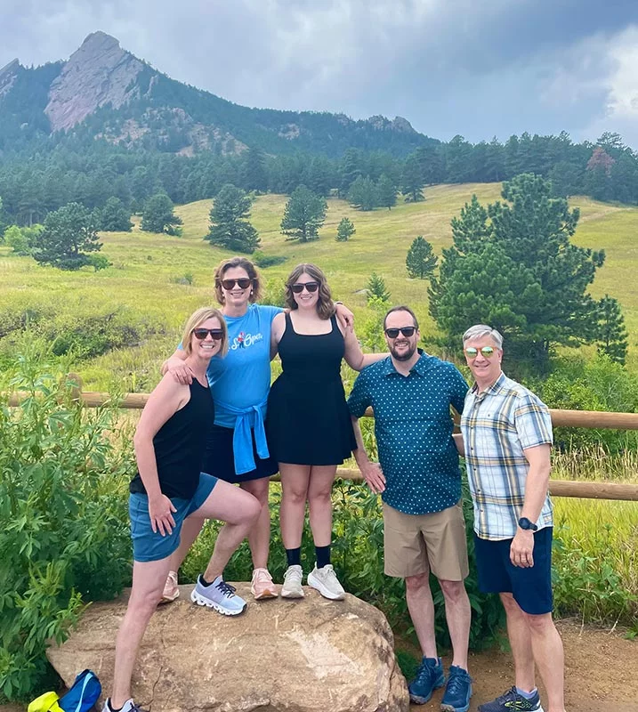 Spending time with family feels like a gift after Kate nearly died last year. Here, Kate, left, enjoyed a day at Chautauqua Park in Boulder with her sister, Brook, her niece, Kate, her husband, John, and her brother-in-law, Paul. Photo courtesy of Kate and John.