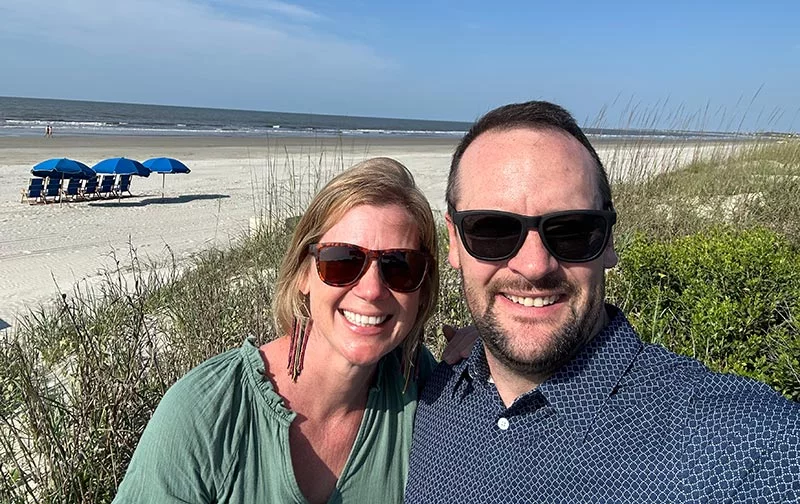Kate and John made it to Kiawah Island, South Carolina this year. The couple was headed there a year ago when Kate collapsed at Denver International Airport and nearly died last June. Photo courtesy of Kate and John.