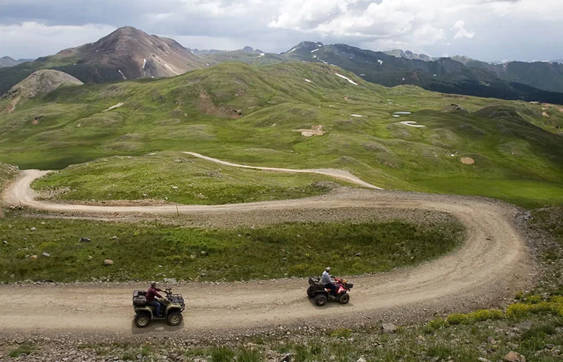 People enjoy ATVs on the backroads near Ouray, Colorado. Photo by Matt Inden/Miles, courtesy of Colorado Tourism Office.
