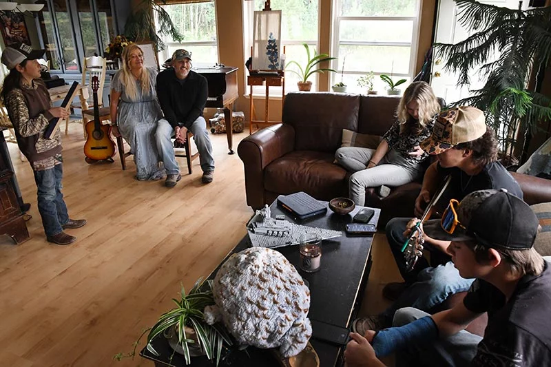 The entire family loves playing music together. Photo by Kathryn Scott, for UCHealth.