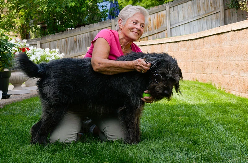 Audrey Gammie and her dog, Bella. Photo by Cyrus McCrimmon, for UCHealth.