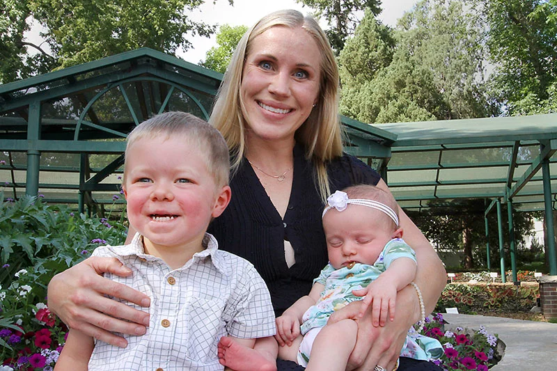 Kirsten Martin with her son, Matthew, and daughter, Adeline. Kirsten was born at Poudre Valley Hospital and so were both her children. Photo by Joel Blocker, for UCHealth.