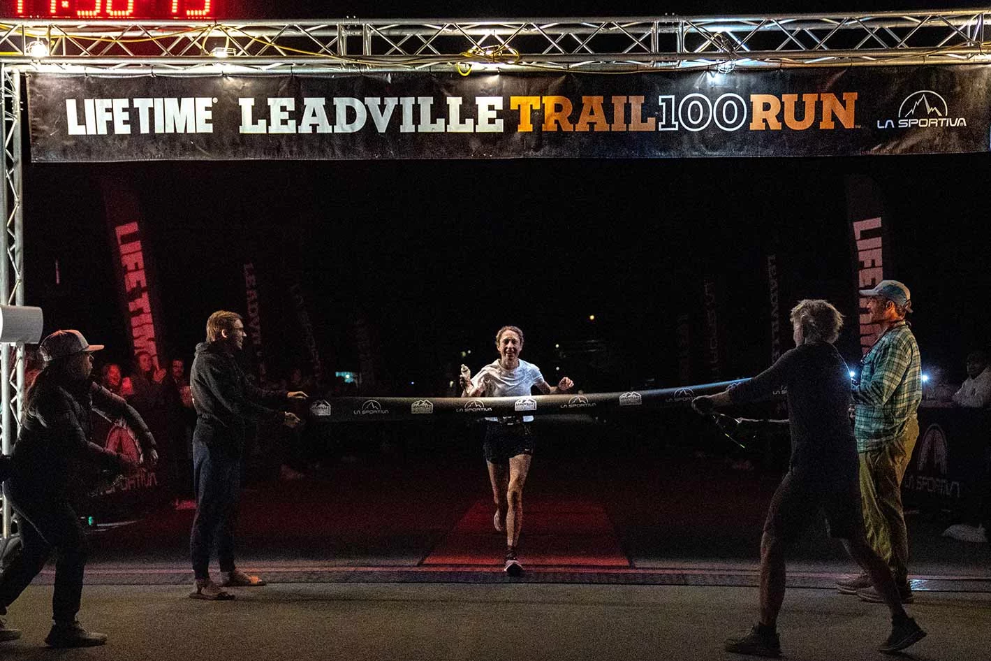 Dr. Anne Flower, an ER doctor with UCHealth in Colorado Springs, crossed the finish line of the Leadville Trail 100 race in just under 18 hours. She set a new women's course record and finished in second place overall. It was her debut 100-mile ultramarathon. Photo by Peter Maksimow.