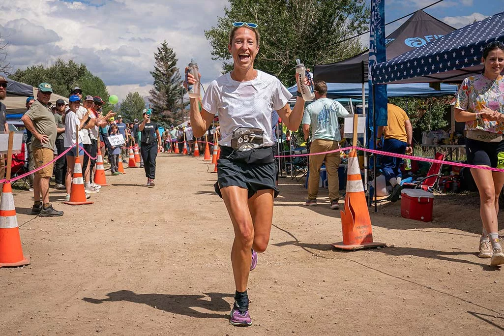 Dr. Anne Flower, an ER doctor at UCHealth Memorial Hospital Central, runs in the Leadville Trail 100 ultramarathon, where she won and broke a 31-year-old record in her first 100-mile race. Photo by Peter Maksimow.