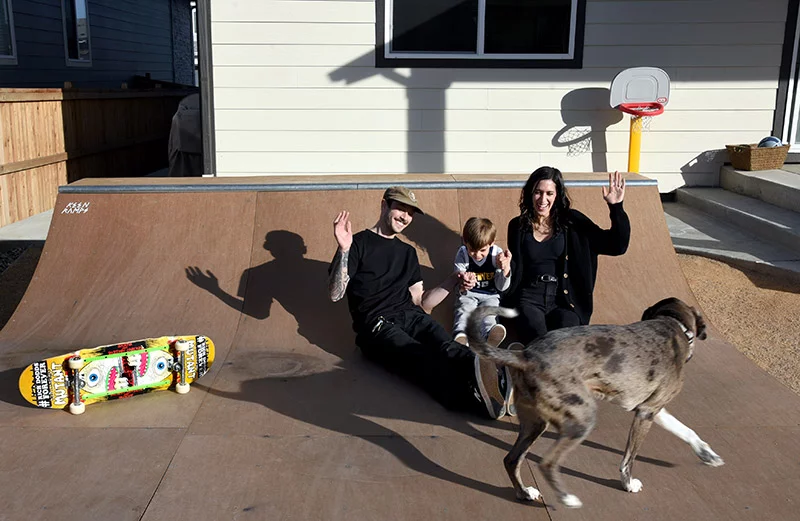 Will likes to slide down the curved wall with his parents. "Skateboarding teaches resilience," Kiesel said. Photo by Sonya Doctorian, UCHealth.