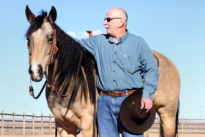Bob Percival enjoying time with Marley on his ranch near Carr, Colorado. Photo by Joel Blocker, for UCHealth.