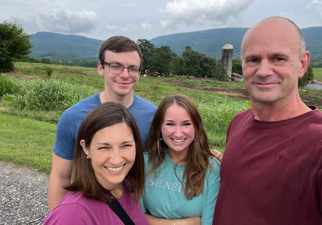 Amy Davis, far left, with her husband, daughter and son-in-law in Tennessee, about six weeks before her stroke. Photo courtesy of Amy Davis.