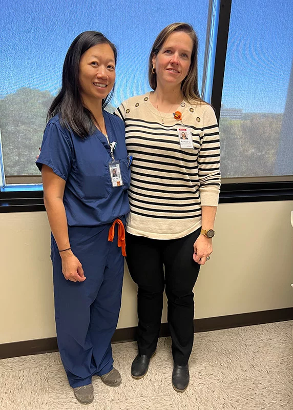 Rachael with her doctor, Dr. Ping (Jeanne) Pan. Photo by Mike Sweeney, for UCHealth.