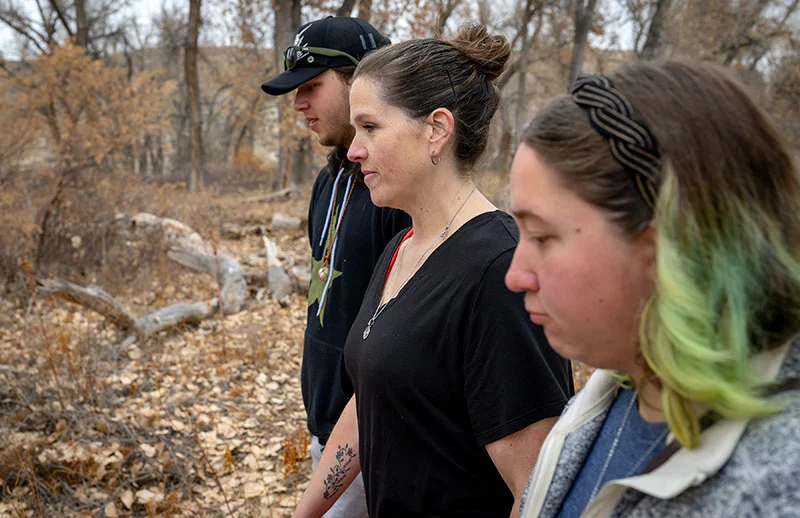 Rachael Underwood takes walk with her youngest son, Rein, and daughter, Rebekah. Photo by Mike Sweeney, for UCHealth.
