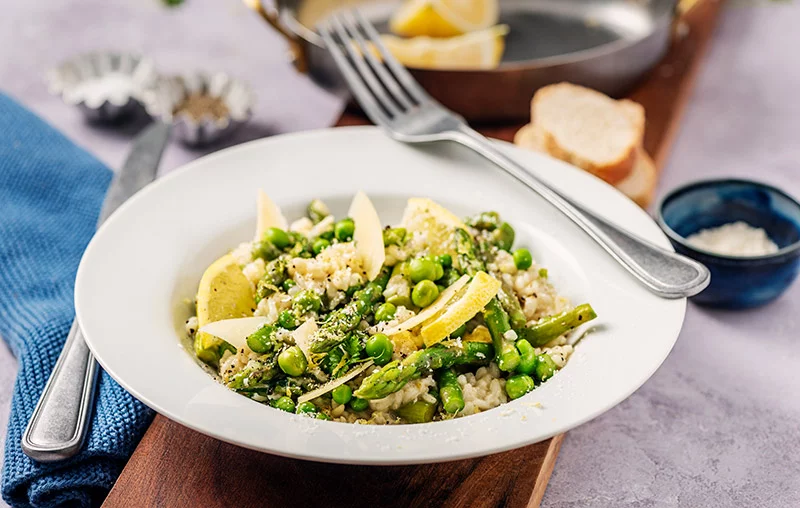 Try this risotto verde recipe as a main or side dish, and sub white wine for apple juice or ginger ale. Photo: Getty Images.