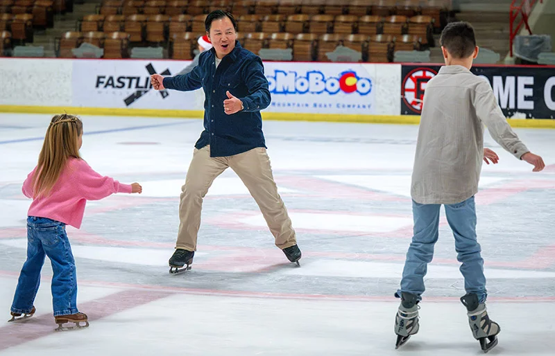 Lee was the U.S. Novice Men's National Champion in 1997 and was training for the Olympic figure skating team before injuries ended his skating career in 2004. He is now a doctor at UCHealth Parkview Medical Center in Pueblo. Photo by Mike Sweeney, for UCHealth.