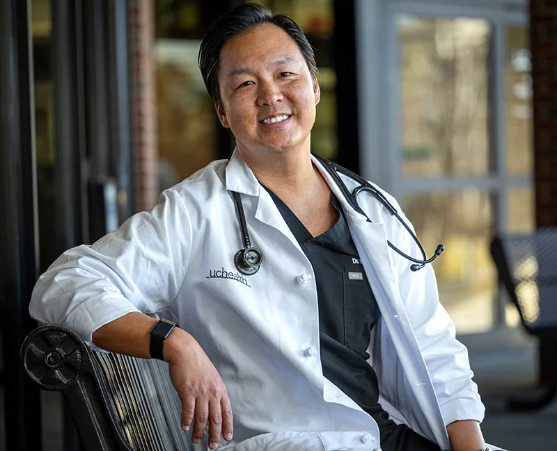 After graduating from Edward Via College of Osteopathic Medicine in Spartanburg, South Carolina, Lee returned to his hometown of Pueblo to do his residency in internal medicine at Parkview Medical Center, where he still works. “This is the community that raised me,” he said, explaining his commitment to providing health care in his hometown. Photo by Mike Sweeney, for UCHealth.