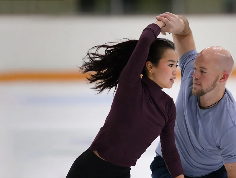 Ellie Kam and Danny O'Shea have been skating together since 2022. Danny instantly knew that Ellie had very special qualities. He envisioned their future success. They're now ranked 5th in the world and hope to medal at figure skating's biggest competitions in February and March. Photo by Mark Reis, for UCHealth.