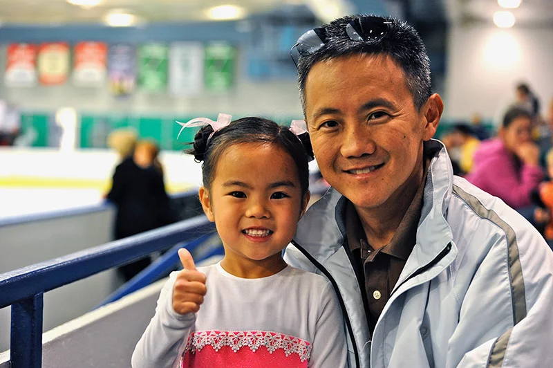 A young Ellie Kam with her dad, Dr. Benjamin Kam. Photo courtesy of Benjamin Kam.