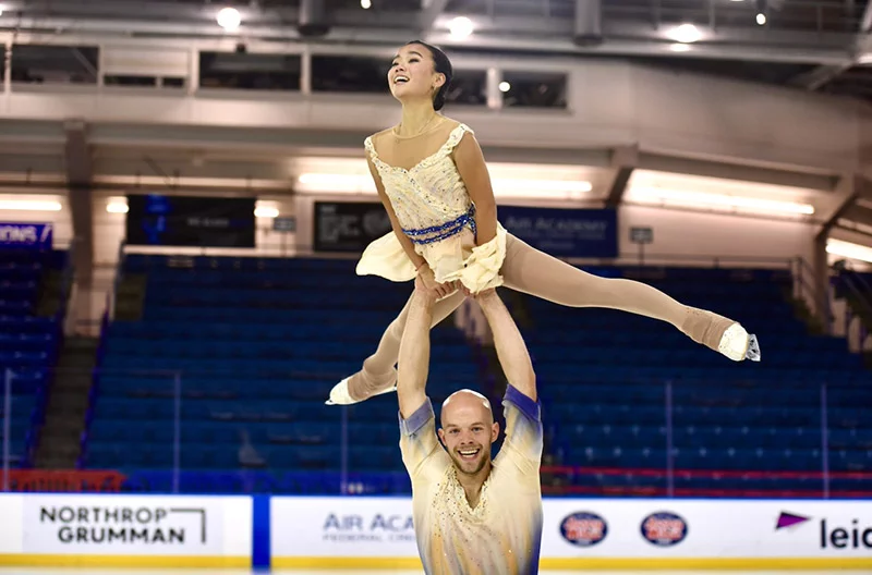 IIn pairs figure skating, commentators talk about the woman being "a rose," and the man being "a stem" because the male skater does so many lifts that showcase the woman high in the air, Ellie Kam says Danny O'Shea is far more than a strong "stem." She says he's one of the world's best pairs skaters and makes her feel beautiful and powerful. Photo courtesy of Dr. Benjamin Kam.