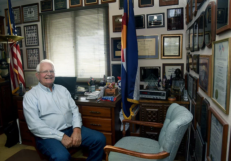 Don Ament served in the Colorado State Legislature from 1986 to 1998. In 1999, Gov. Bill Owens appointed him State Commissioner of Agriculture, where Don served until 2006. His home office reflects his life of public service. Photo by Sonya Doctorian, UCHealth.