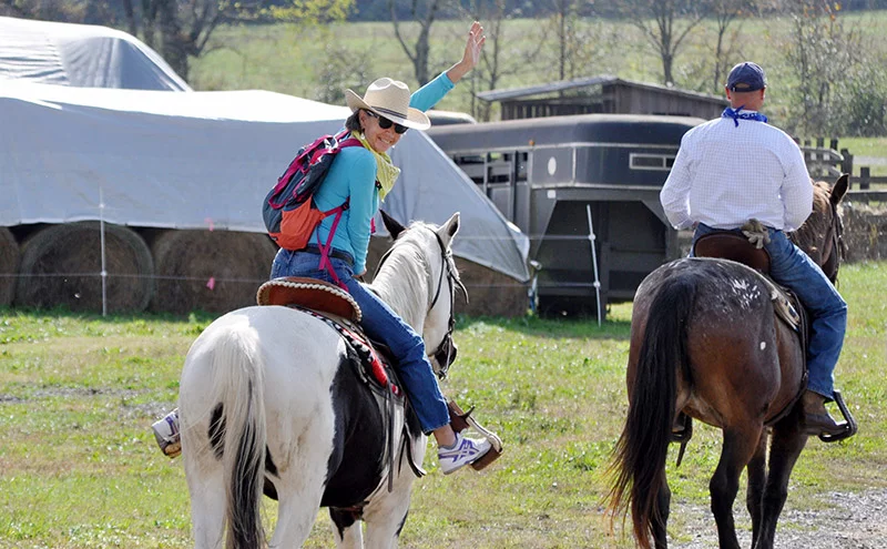 At her son’s wedding in Tennessee, Peggy enjoyed horseback riding and celebrated how far she has come after being diagnosed with stage 4 colon cancer 13 years ago. Photo courtesy of Peggy Martin.