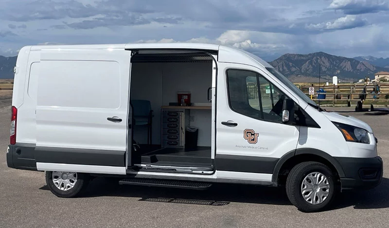 The mobile pharmacology lab: One of many adaptions required to study potential medical uses for cannabis. Photo courtesy of Emily Lindley/University of Colorado Anschutz School of Medicine.  