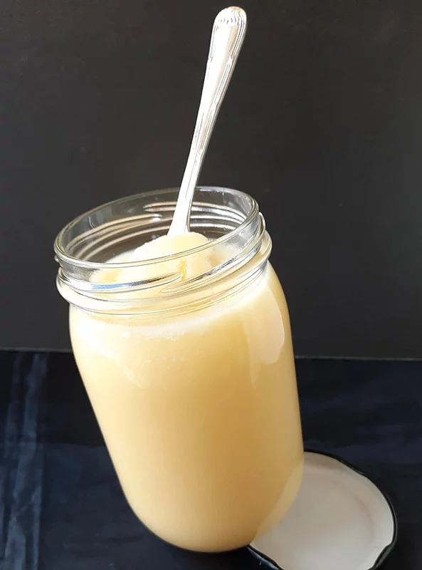 A jar of homemade ghee (extra-cooked clarified butter). Photo by Bill St. John, for UCHealth.