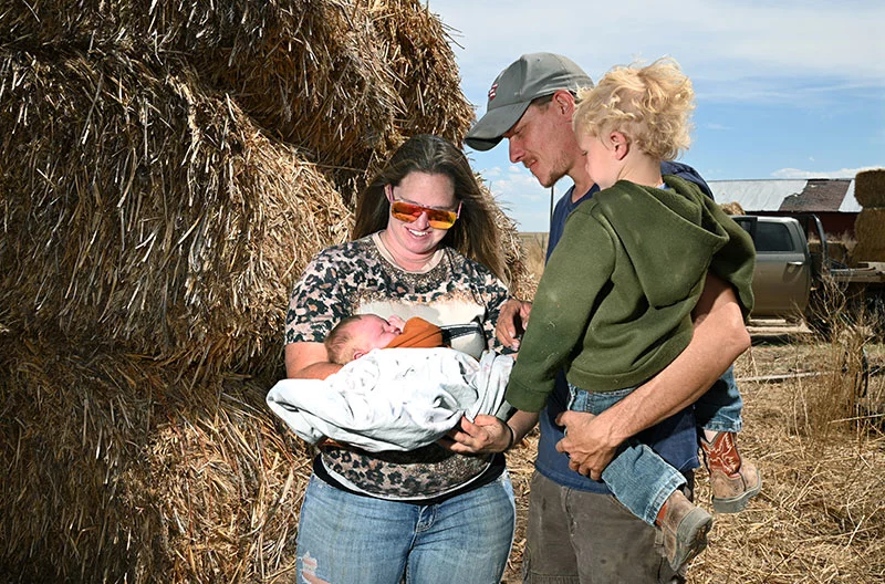 Branden is a volunteer firefighter with the Kiowa County Fire Protection District. He said he's never had to deliver a baby, “and I hope I never have to.” Both of their kids, Beauden, left, and Raeden, right, were born at Parkview Medical Center. Photo by Sonya Doctorian.