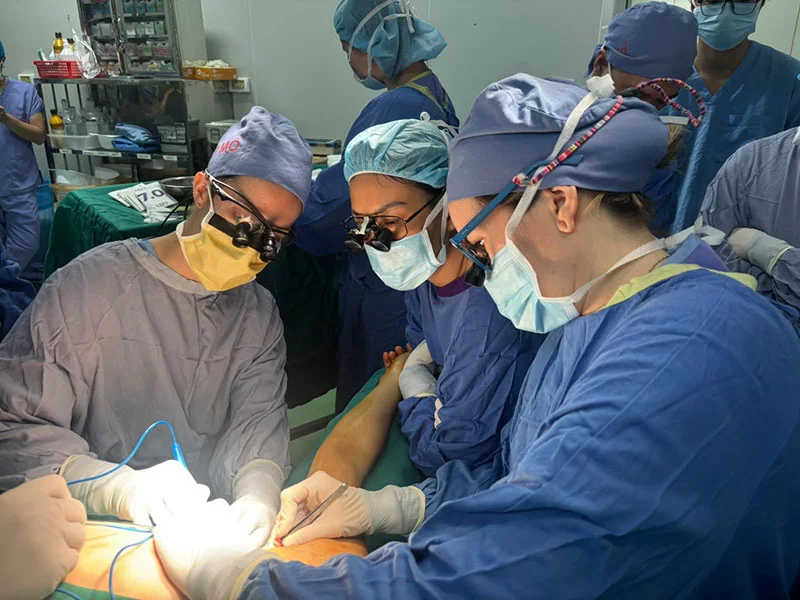 A March 2026 trip to Hanoi, Vietnam, with Dr. Phuong Nguyen and his team to teach advanced surgical techniques to local surgeons. Photo courtesy of Dr. Phuong Nguyen.