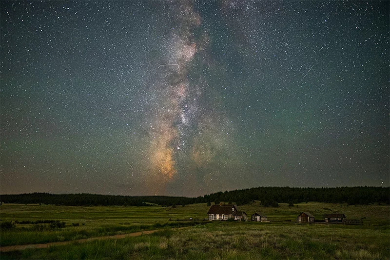 A star-filled sky stretches above Florissant Fossil Beds National Monument, one of Colorado’s designated dark sky places. Photo by Dawn Wilson, UCHealth.