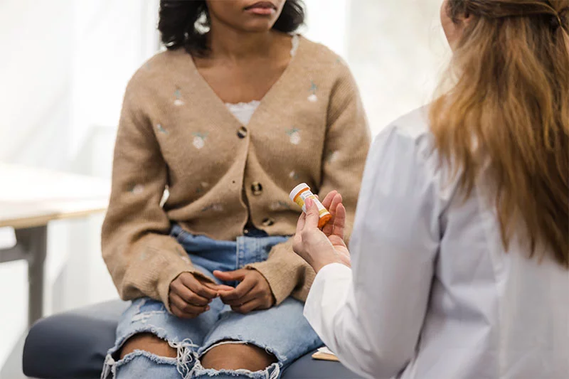 patient talking to their doctor about stopping antidepressants. Deciding whether to start, continue or stop taking an antidepressant should be a shared conversation between patients and their doctors, with careful consideration of the risks, benefits and individual circumstances.