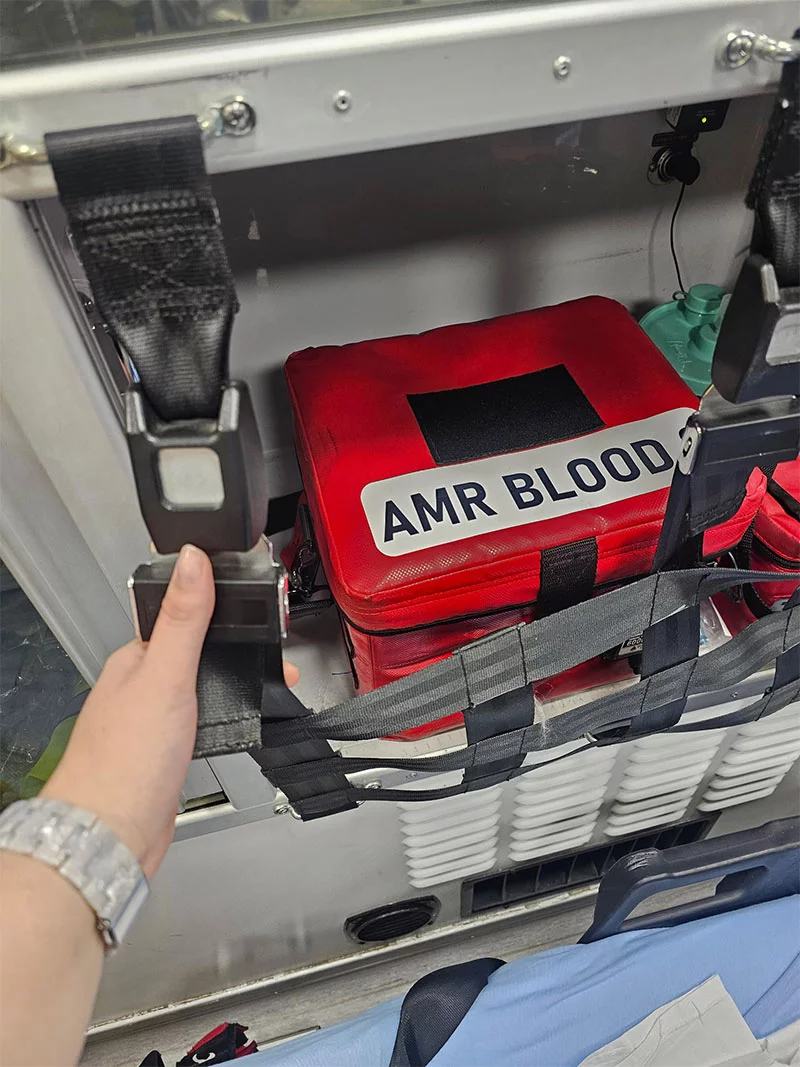 Paramedics store whole blood is coolers until they need it. Photo courtesy of AMR Pueblo.