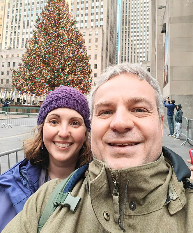 Erica Cebzanov has worked hard to recover after a flesh-eating bacterial infection caused a medical emergency during a trip the couple took to Colorado. Here, they enjoyed a Christmas trip to New York City. Photo courtesy of Erica Cebzanov.