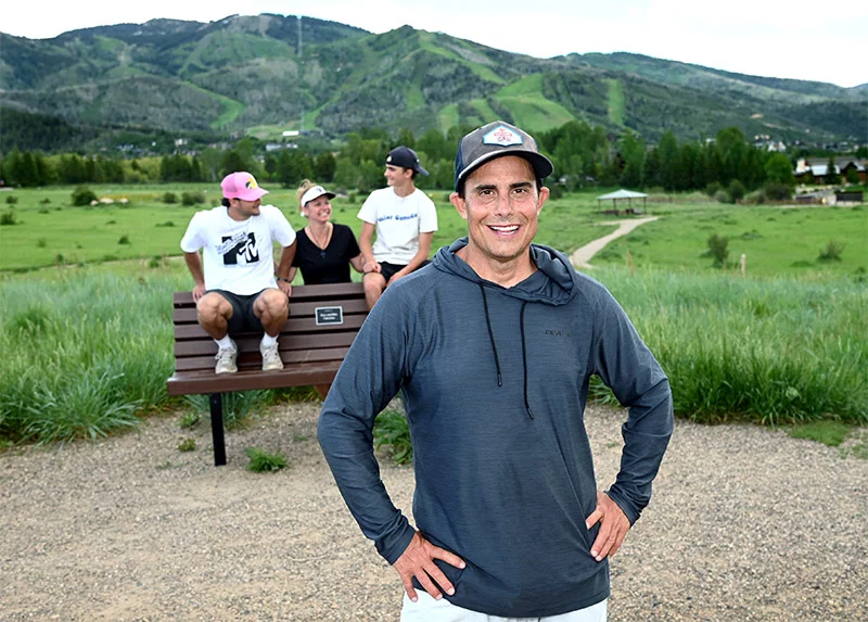 Erin with his family and the mountains in Steamboat in the background. After a marathon recovery from cirrhosis of the liver and sepsis, Eric Gautreaux plans to run Steamboat Springs’ 50-mile Run Rabbit Run ultramarathon in September 2027. Photo by Sonya Doctorian, UCHealth.