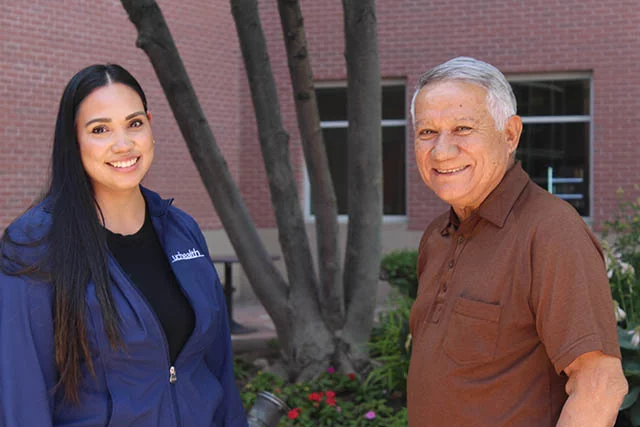 Maricarmen Nares Ramirez, a nurse and kidney transplant coordinator at UCHealth (left), with Ramon Cordoba. Photo: Ana Gretchen Robleto, UCHealth.