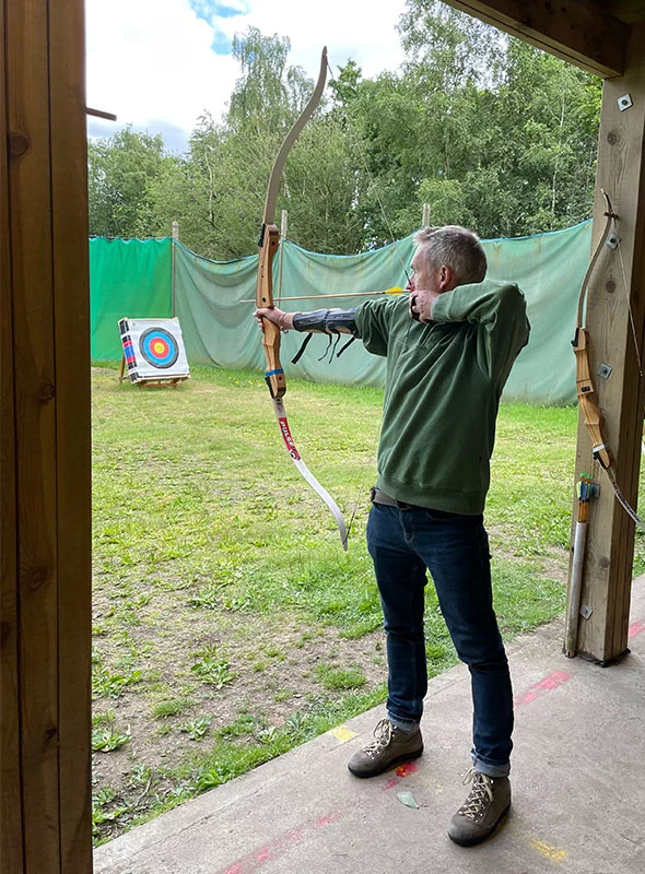 Dr. Ross Camidge decided to learn archery during one of his 90-day challenges. Photo courtesy of Dr. Ross Camidge.